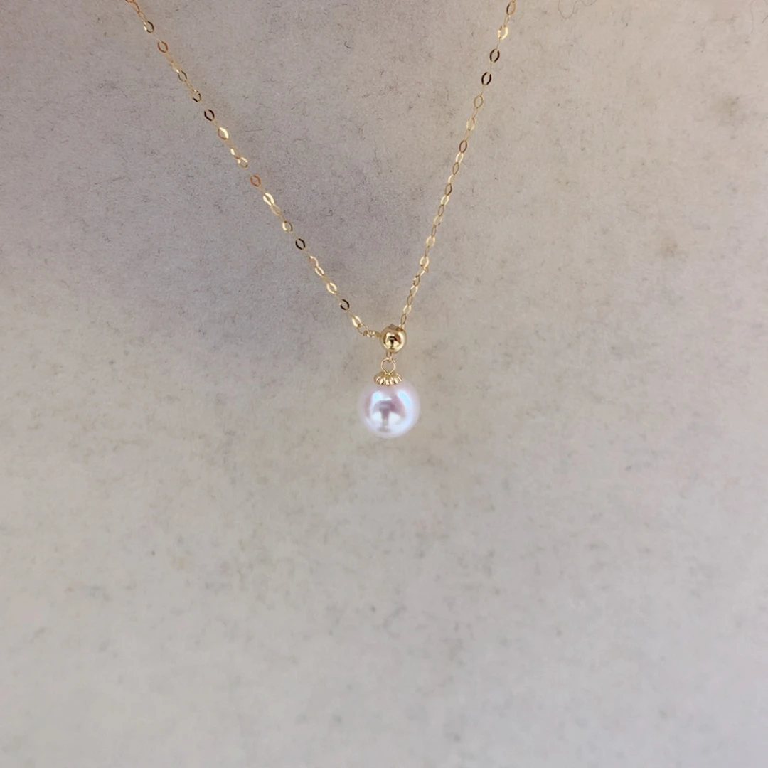 海水珍珠7-7.5mm ak y链18K金镶嵌