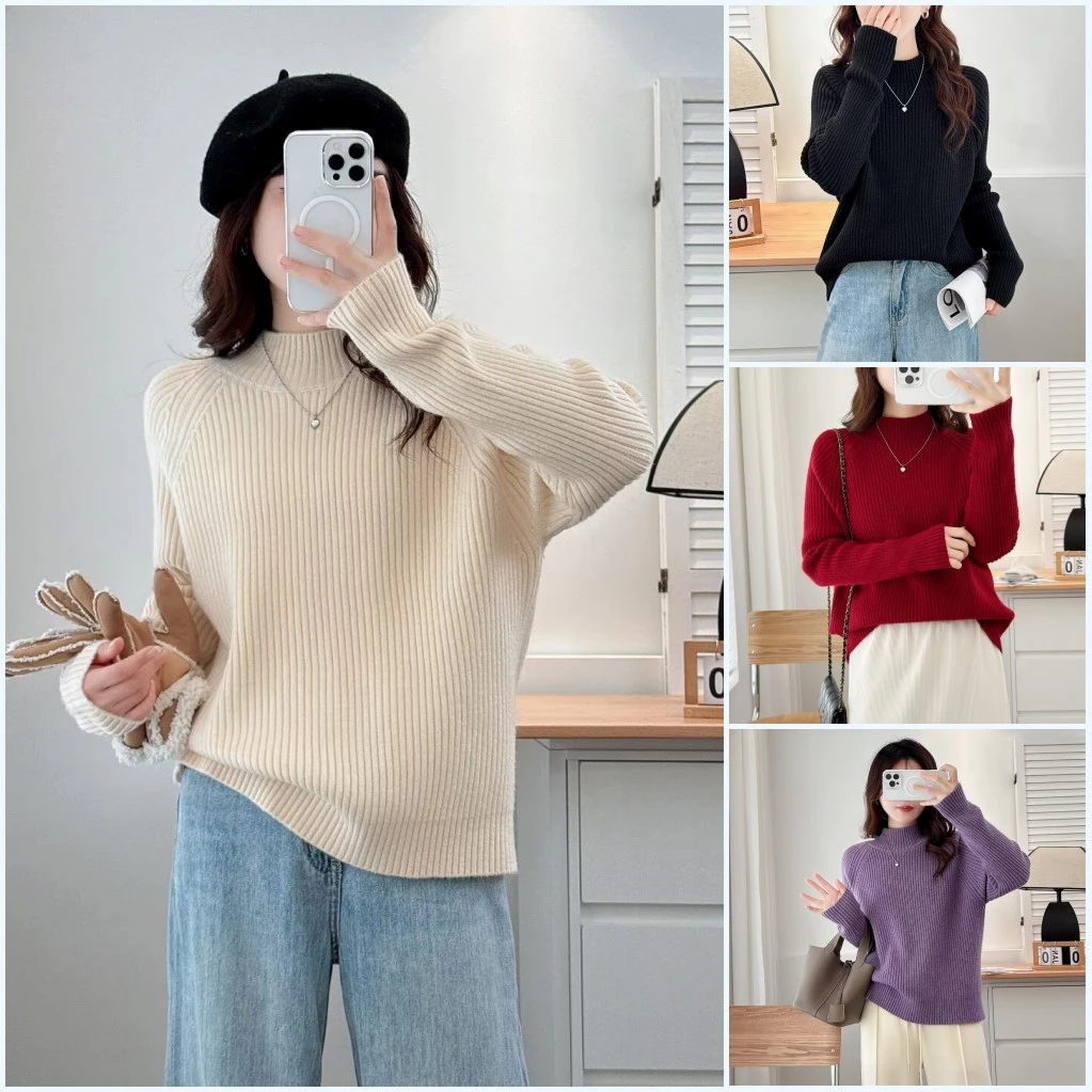100-200斤大码女装胖mm秋冬款韩系百搭半高领软糯打底衫毛衣25128