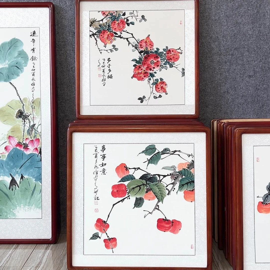 国画书画作品带框63×63