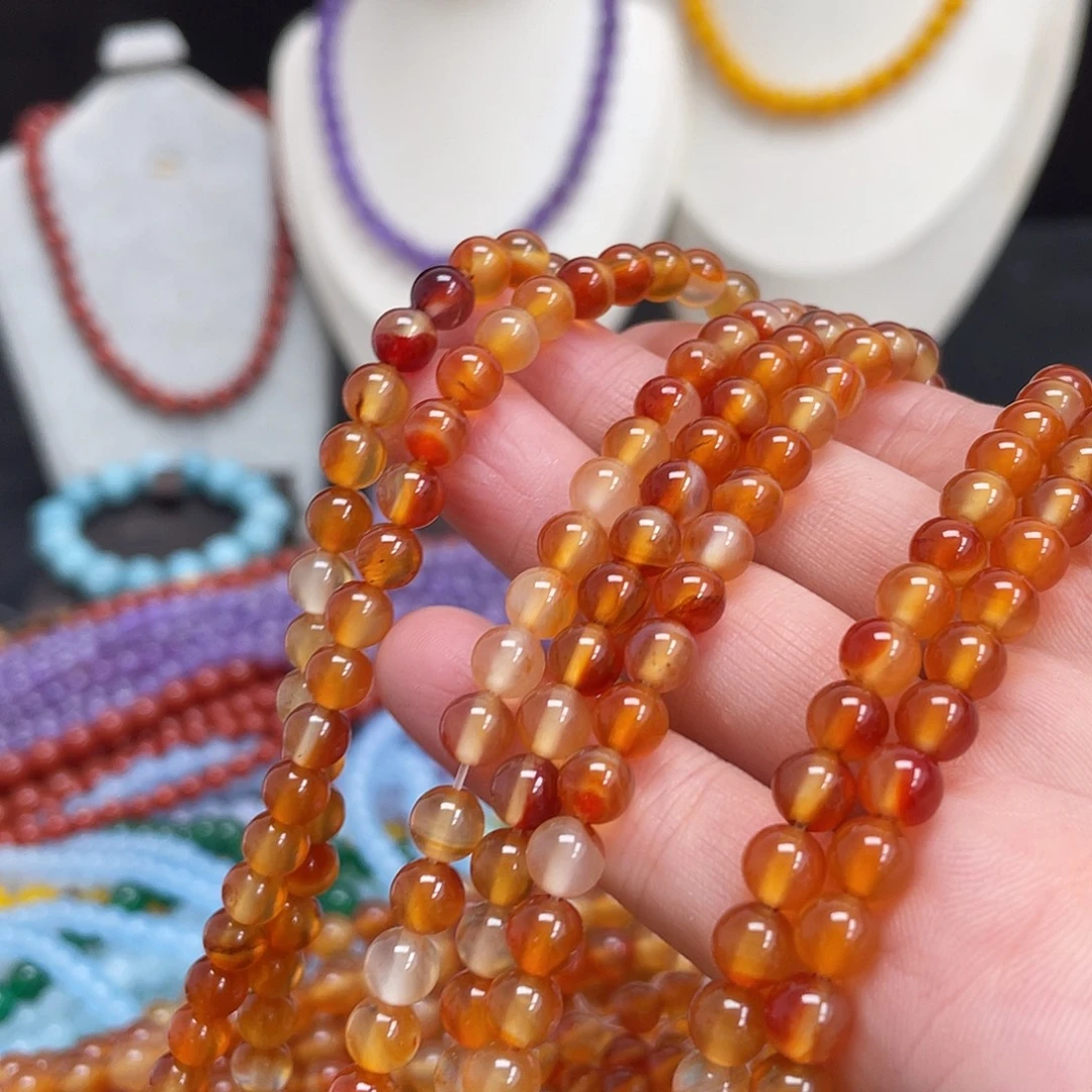 玛瑙/玉髓未镶嵌半成品原色玛瑙6m散珠