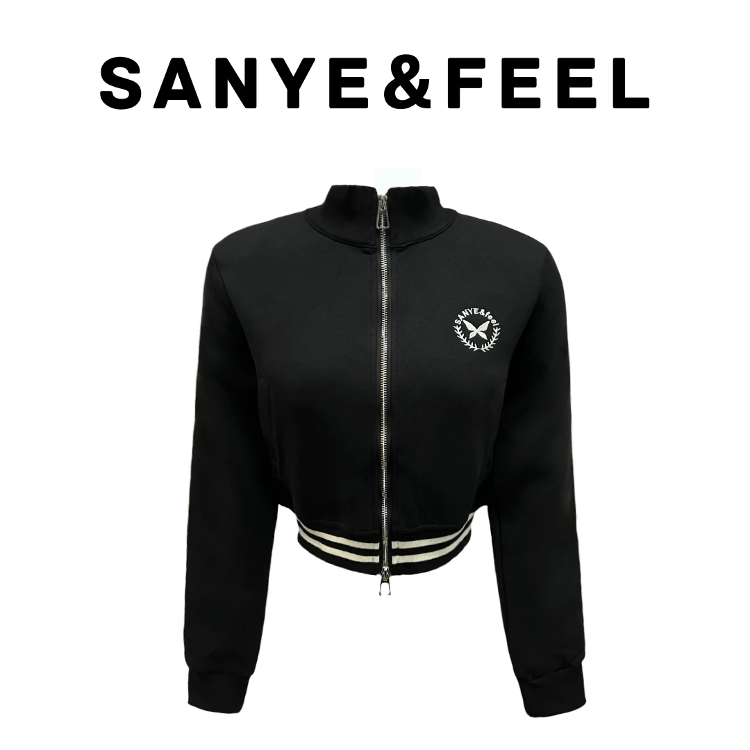 大妍力推【经典杆条】5110春秋新款拉链立领杆条显瘦休闲上衣外套QS