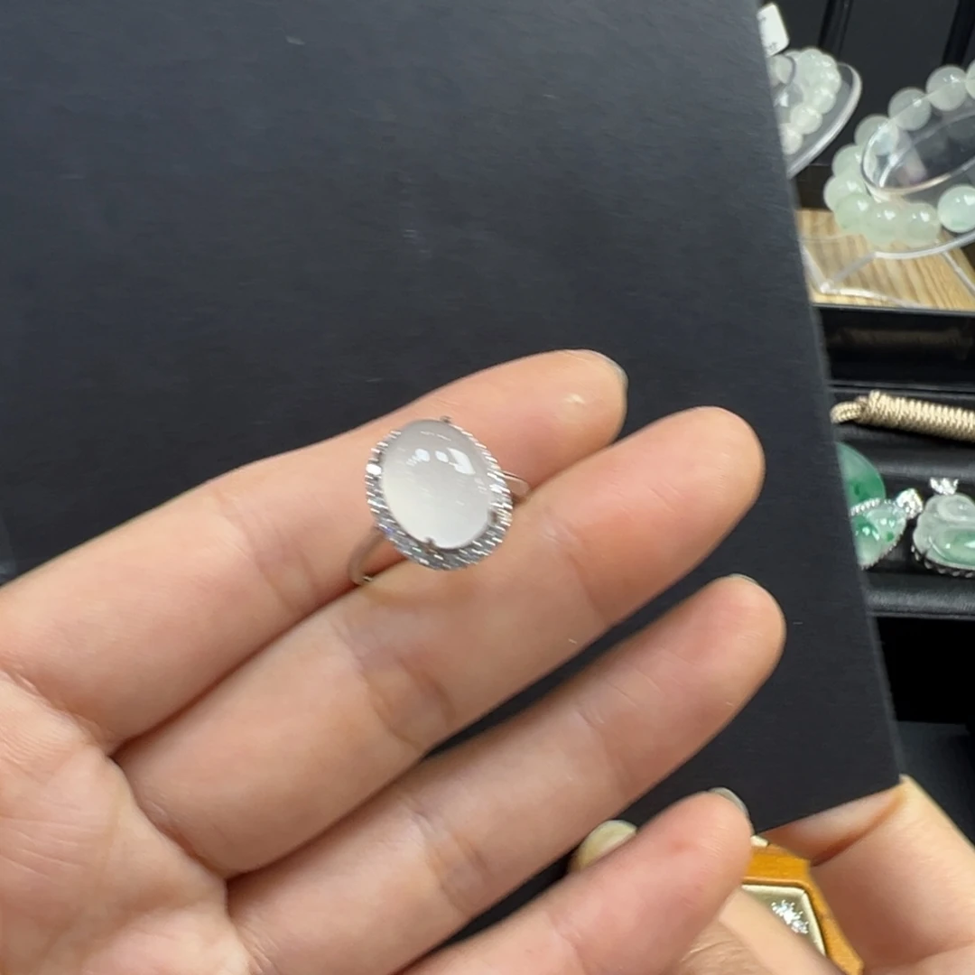 石英质玉银S925镶嵌戒指