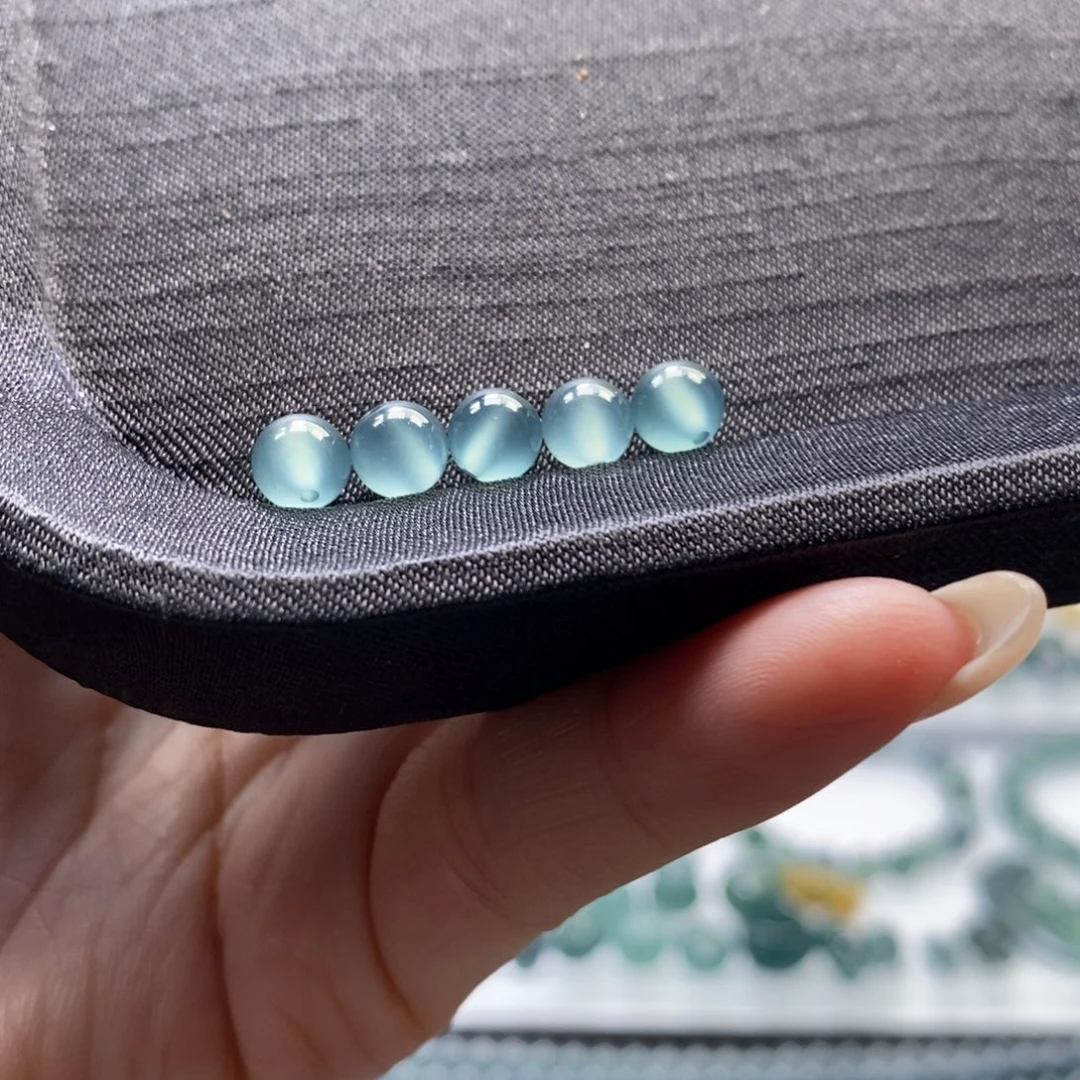 翡翠未镶嵌手链卡6圆珠（一组5颗）