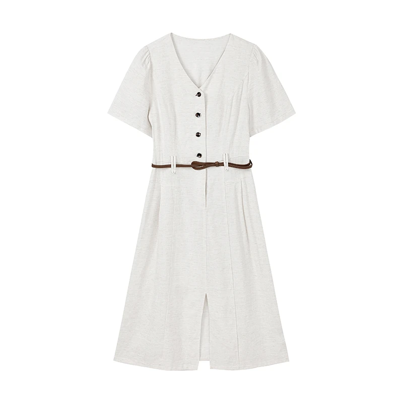 【籽言专属】气质通勤V领连衣裙W6689