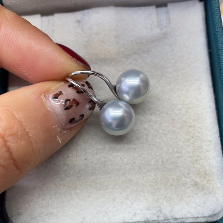 海水珍珠耳饰银S925镶嵌