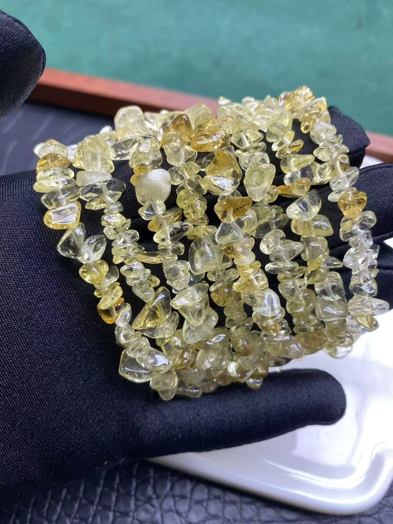 B63 黄水晶碎石款随形单圈手链  多样性发一