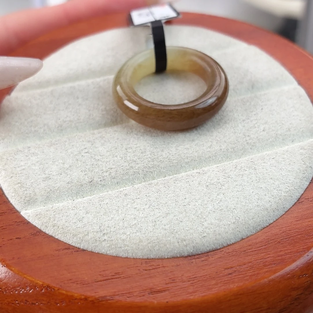 红***高和田玉未镶嵌戒指r13金桔糖半糖甜甜圈17.5壁厚4.6