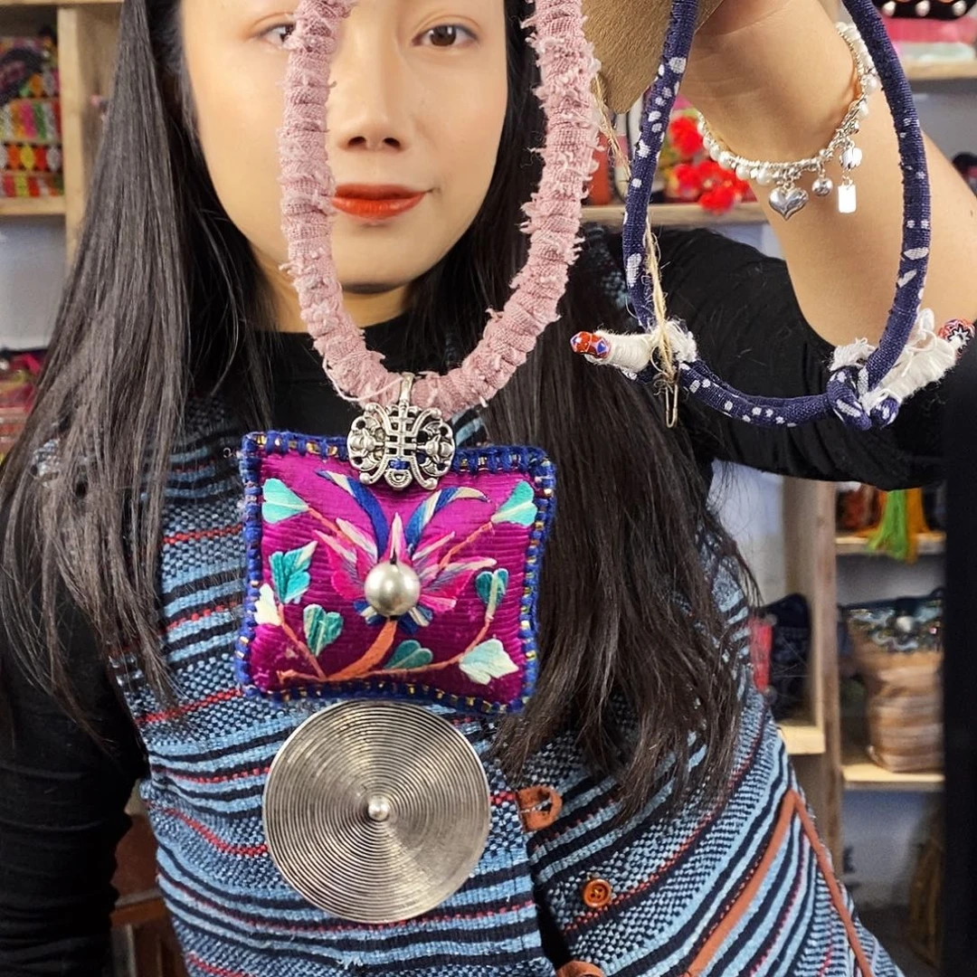 织绣手工制作工艺包项链