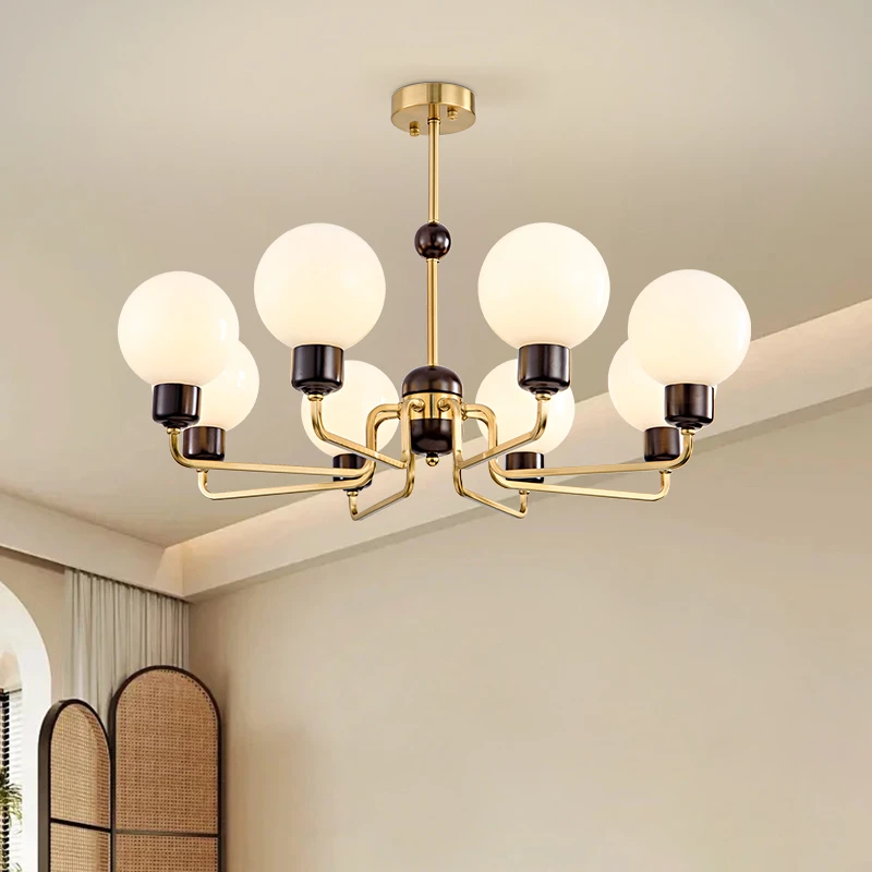 中古风吊灯魔豆客厅灯法式复古大气餐厅灯轻奢家用实木房间卧室灯