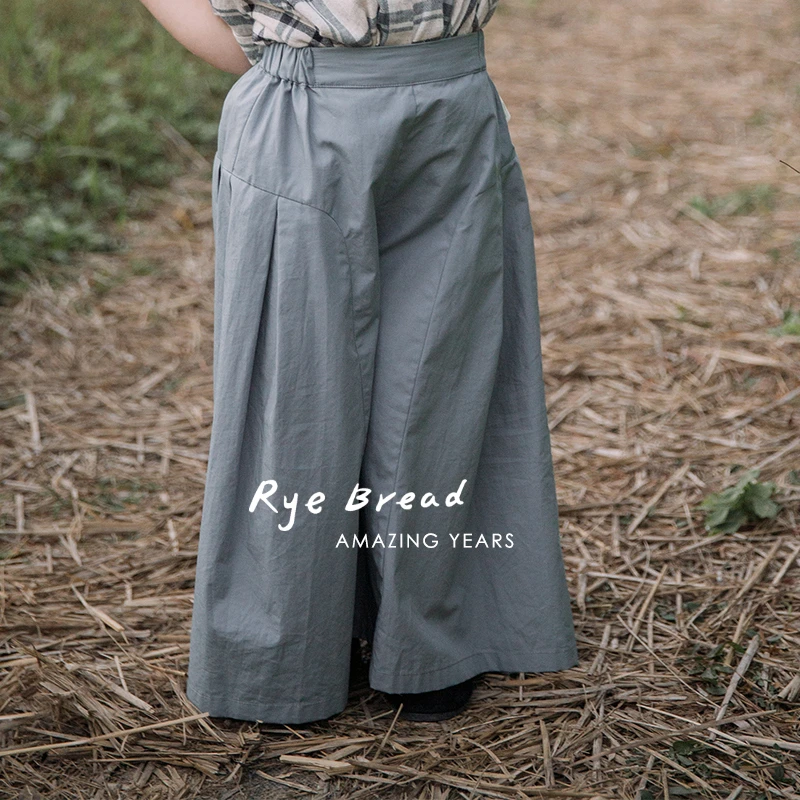 ryebread/黑面包童装 复古宽松女小童大裤腿阔腿休闲裤4夏
