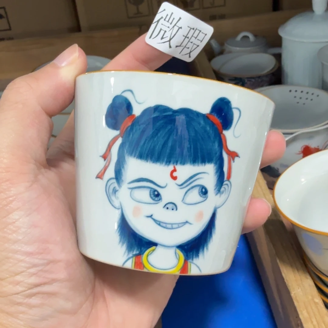 釉下手绘茶具微瑕