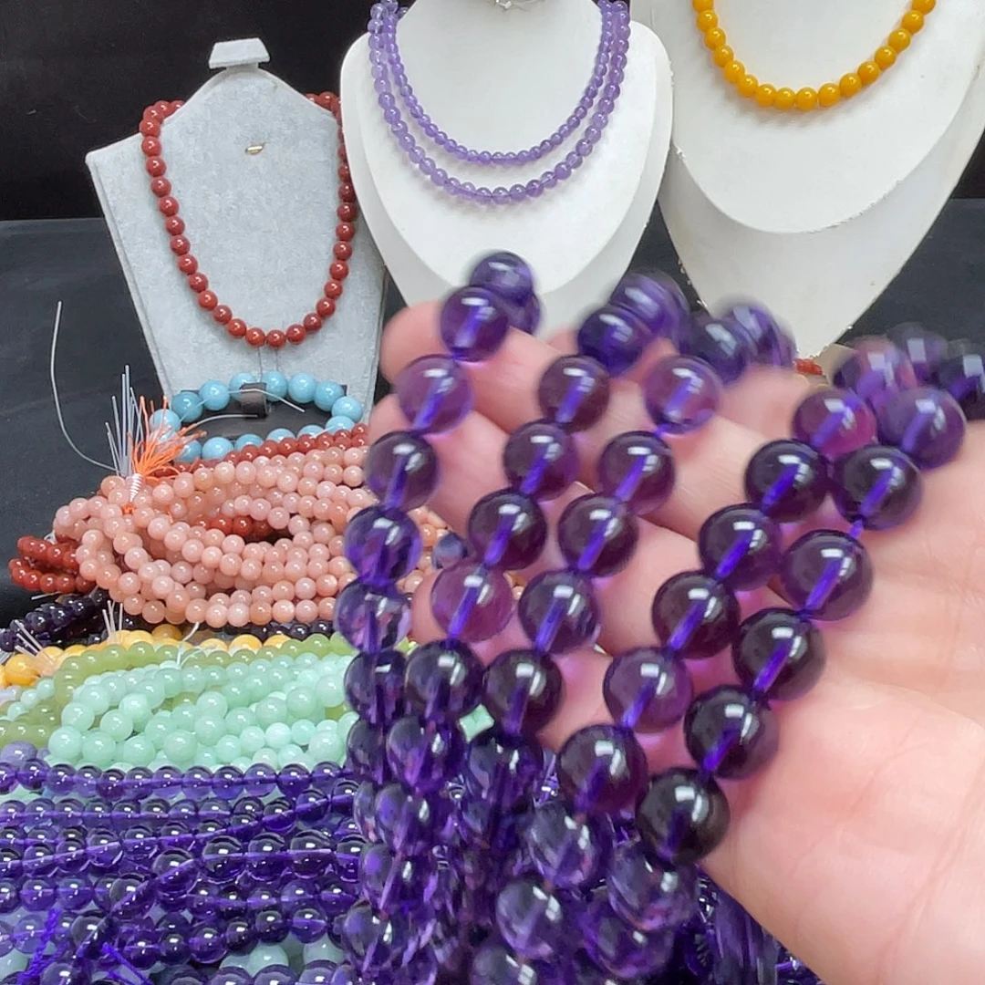 玛瑙/玉髓未镶嵌半成品7a紫水晶10m