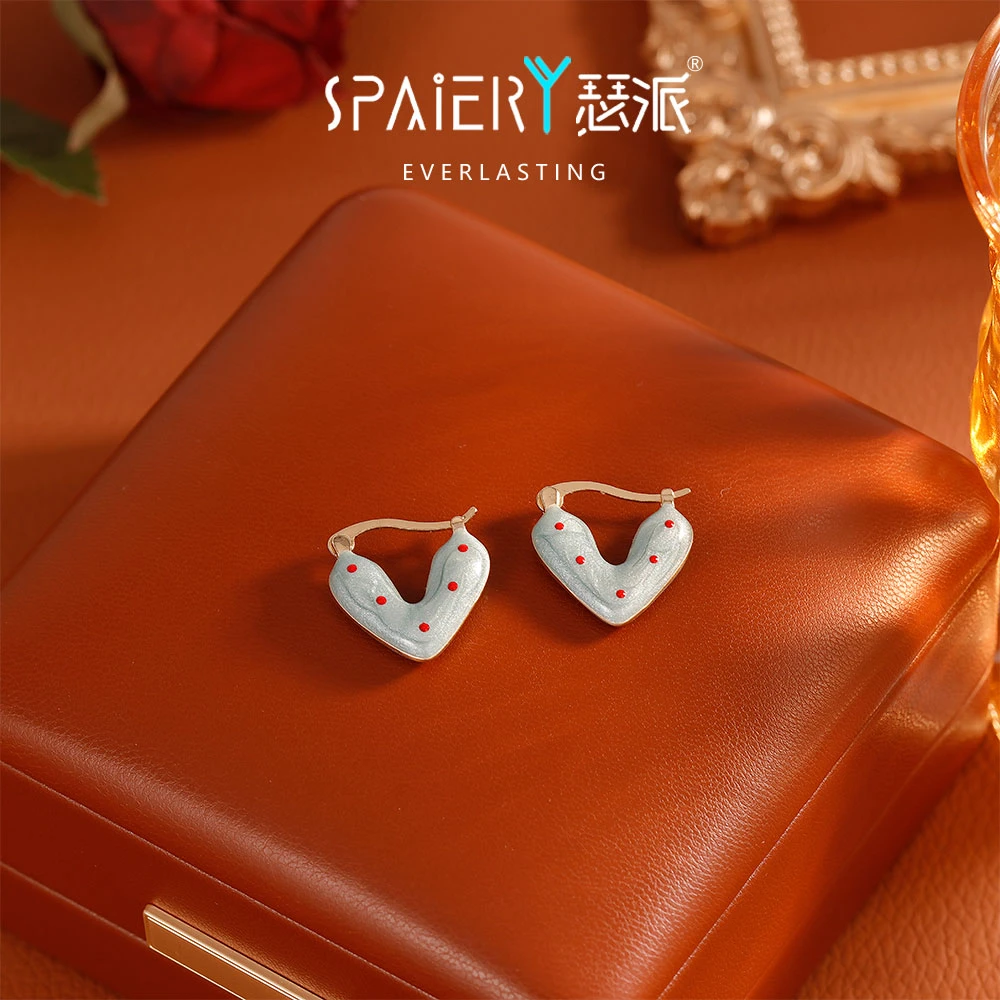 合金耳饰 【5120】波点爱心耳扣时尚百搭高级感滴油耳环小众设计