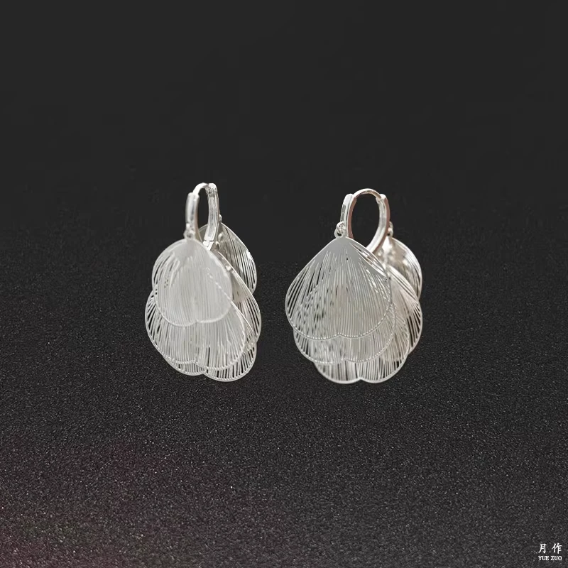 铜合金耳饰 复古镂空花瓣耳环女2025新款高级感精致独特漂亮耳坠