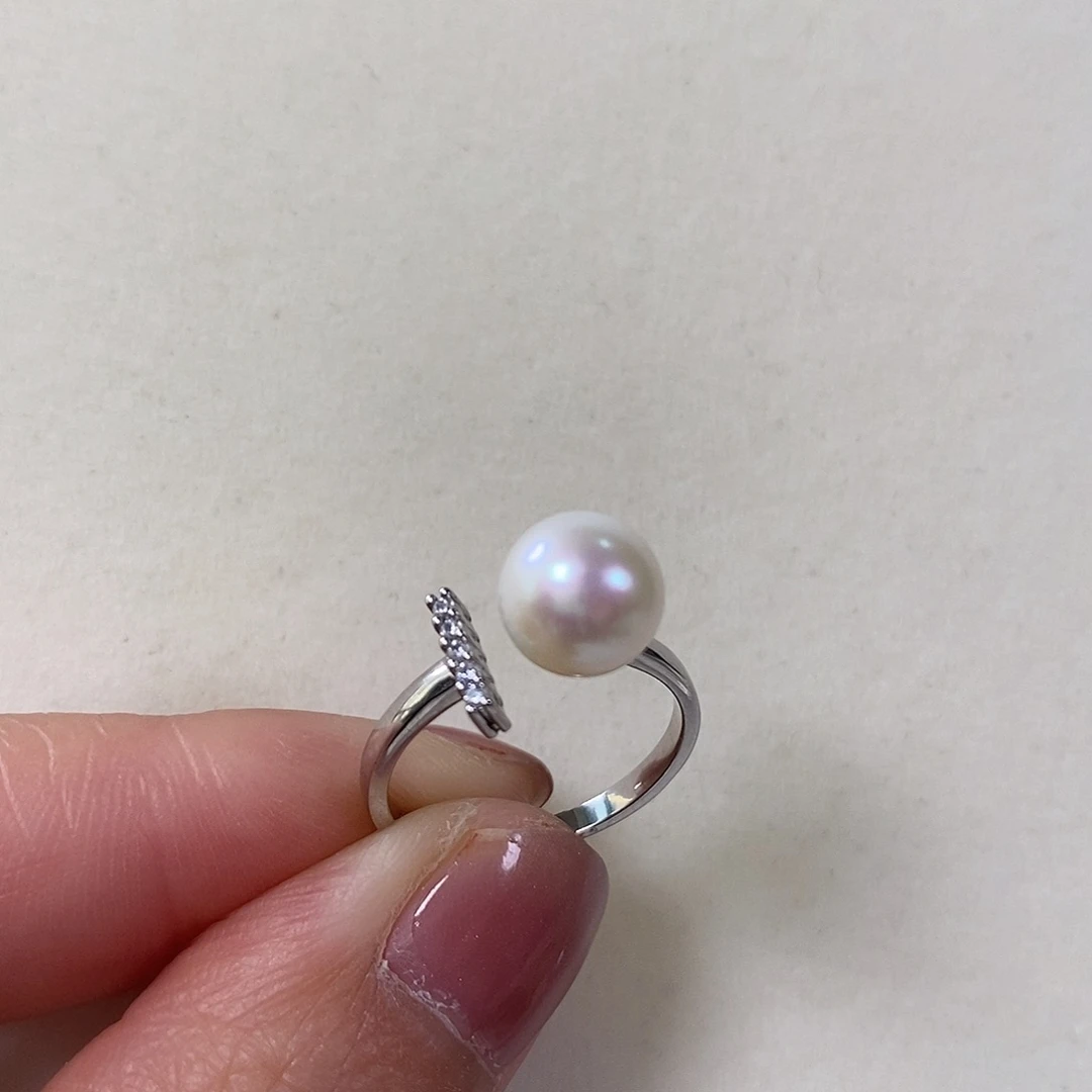 淡水珍珠戒指银S925镶嵌8.2mm