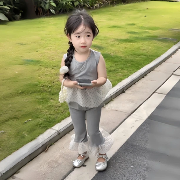 女童2025夏季新款赫本风波点背心九分裤微喇叭裤洋气时髦夏款套装