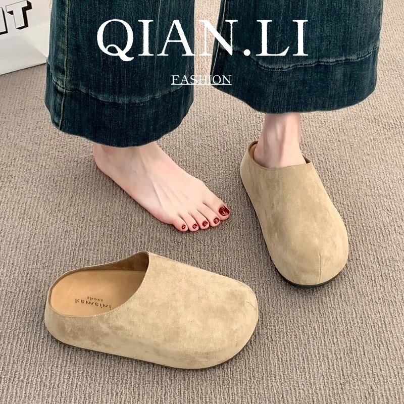 增高厚底勃肯鞋女2025新款包头半拖鞋春夏季外穿增高一脚蹬懒人鞋