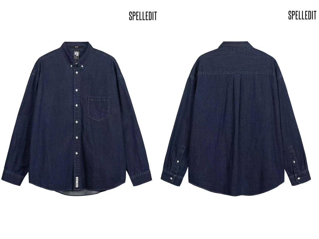 SP25ss 正品无退换 深蓝牛仔衬衫 复古宽松韩版棉质长袖