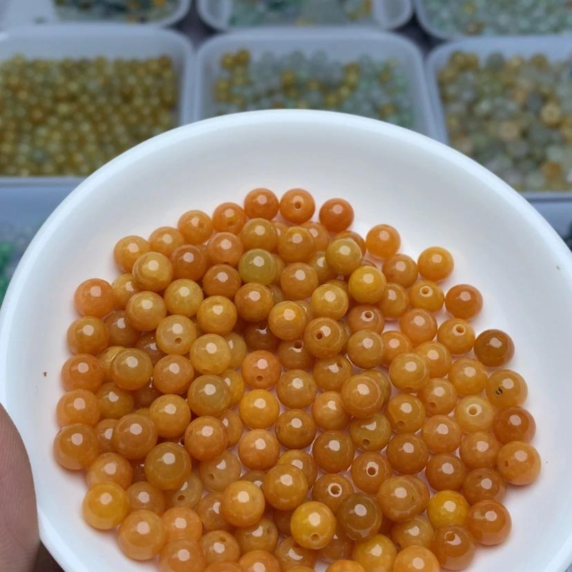 【闪购商品】翡翠手链未镶嵌卡7mm冰橙黄10颗