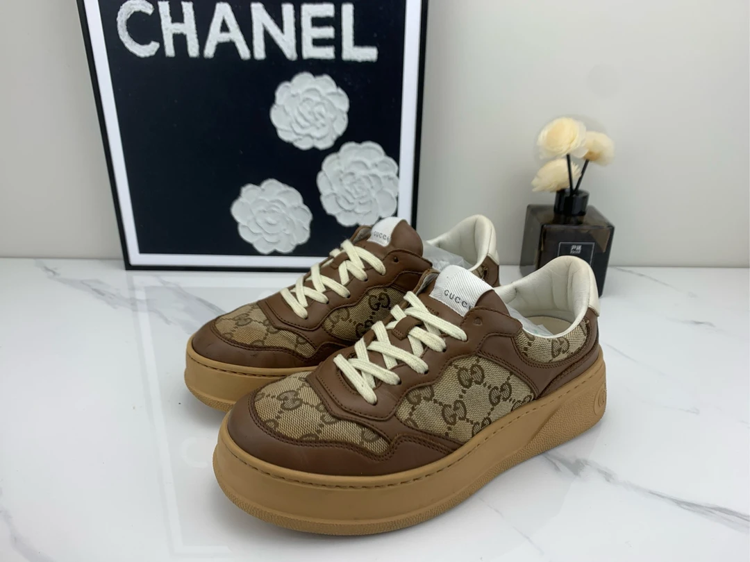 95新 GUCCI/古驰 棕色饼干鞋 37码/jm00047