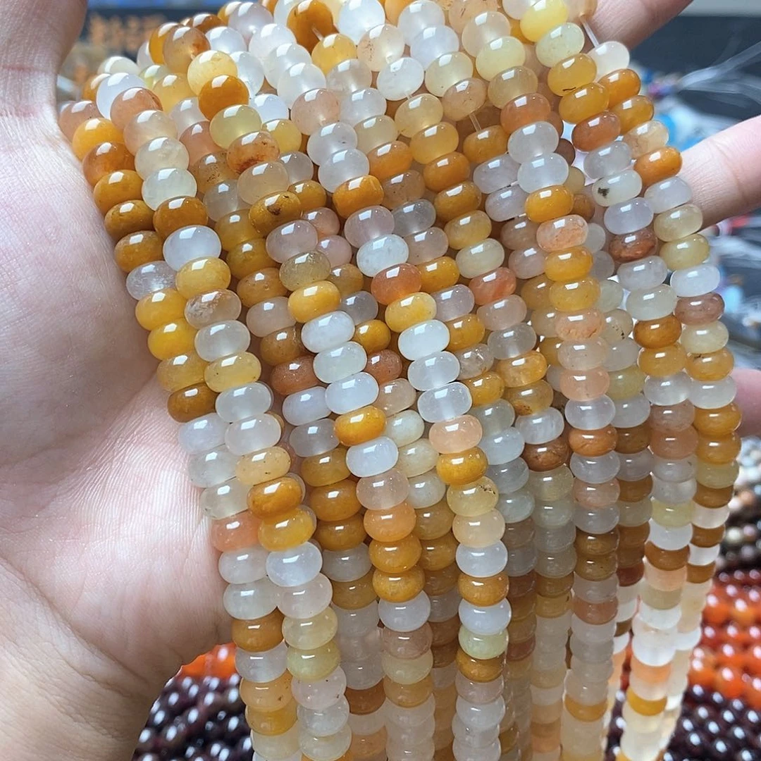 玛瑙/玉髓合金珠宝半成品一个天然4.5X8mm金丝玉隔片