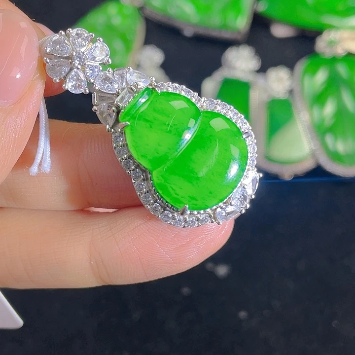 翡翠吊坠(不含链)银S925镶嵌