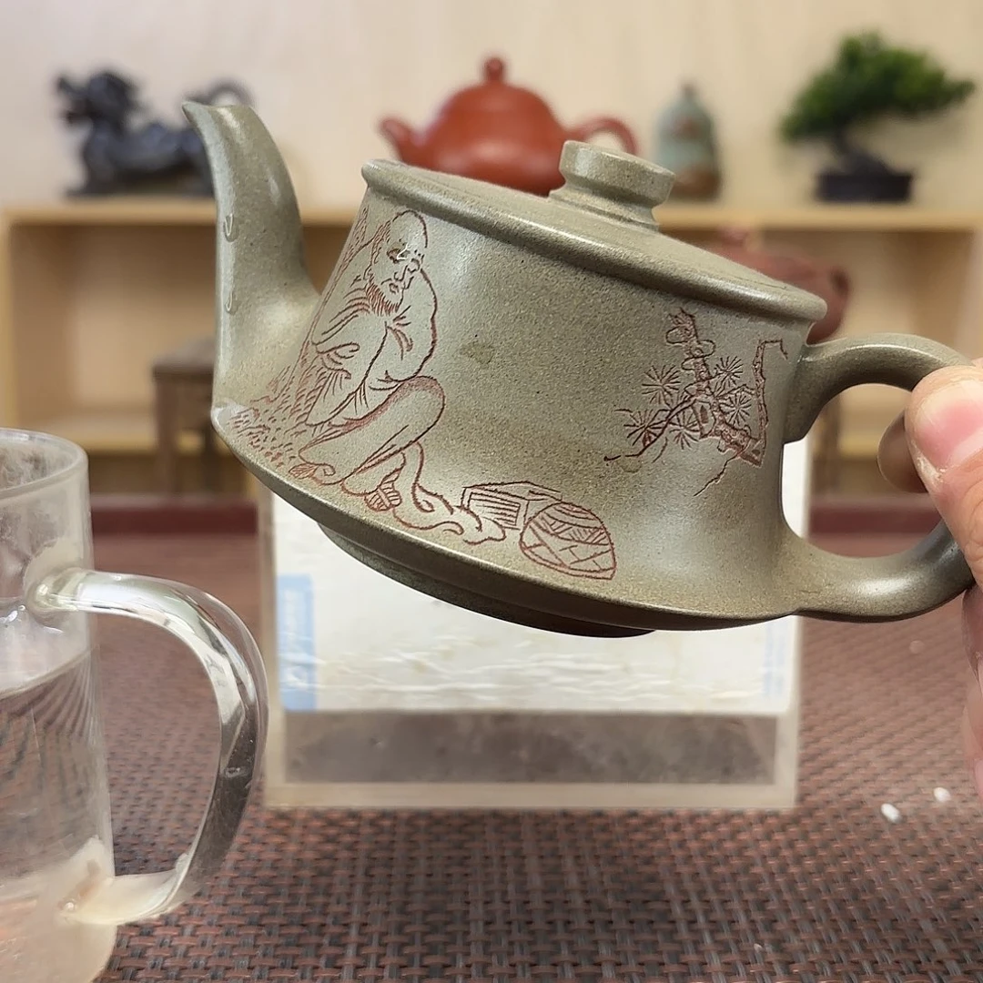 绿***响紫砂茶壶微瑕处理