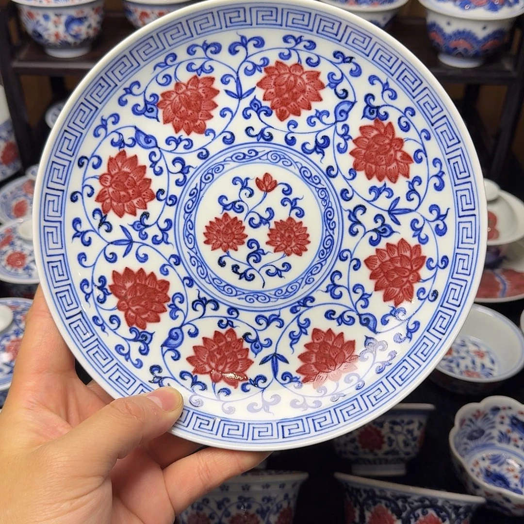 釉里红金刚莲壶承20cm