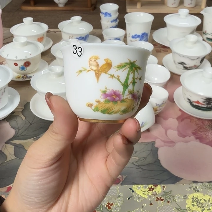 羊脂玉猪油白如意杯两个一组33
