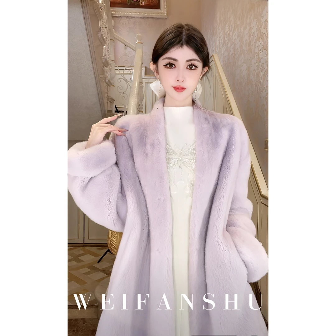 WEIFANSHU/魏凡舒【暗夜法拉利红】秋冬进口天鹅绒水貂外套红人上新
