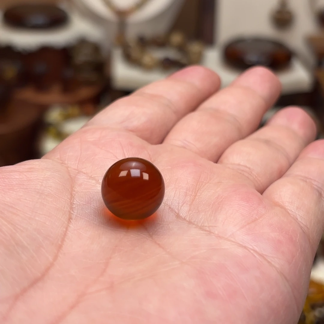 琥珀未镶嵌手链棕红珀单珠卡15.3