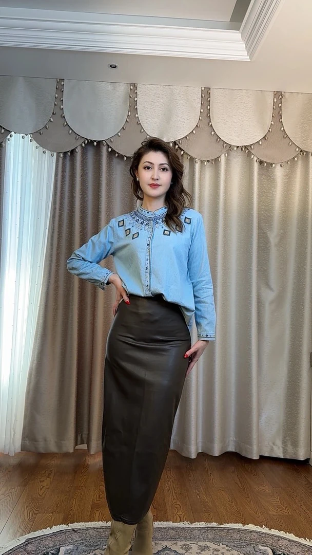 欧货高腰皮裙女春秋季新款后开叉中长款小直筒一步裙PU皮半身裙女