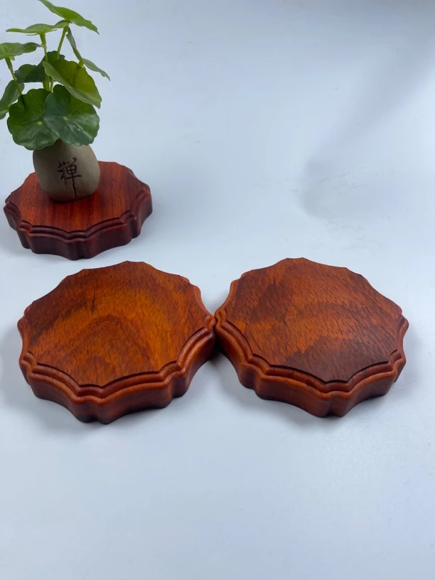 韶氏紫檀红花梨花边型实木底座