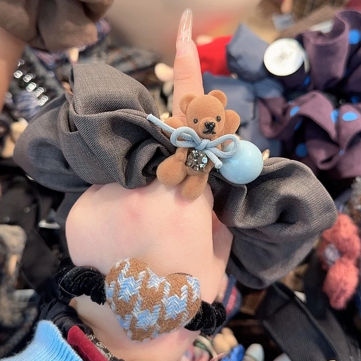 蓝豆小熊棕色发圈