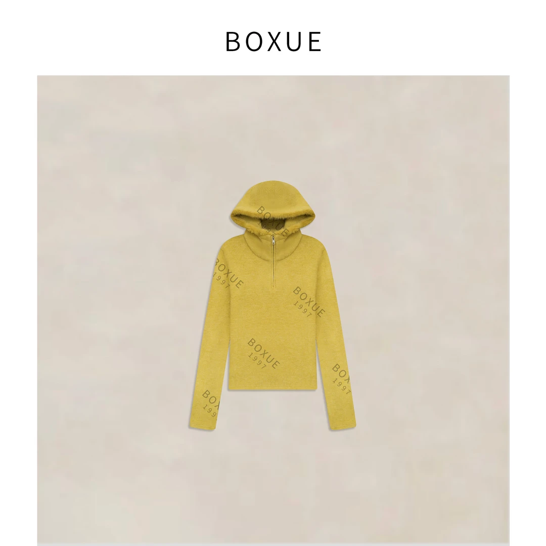 BOXUE“小黄油”2025秋冬高级感水貂毛连帽轻奢 外套#2501008WY3333