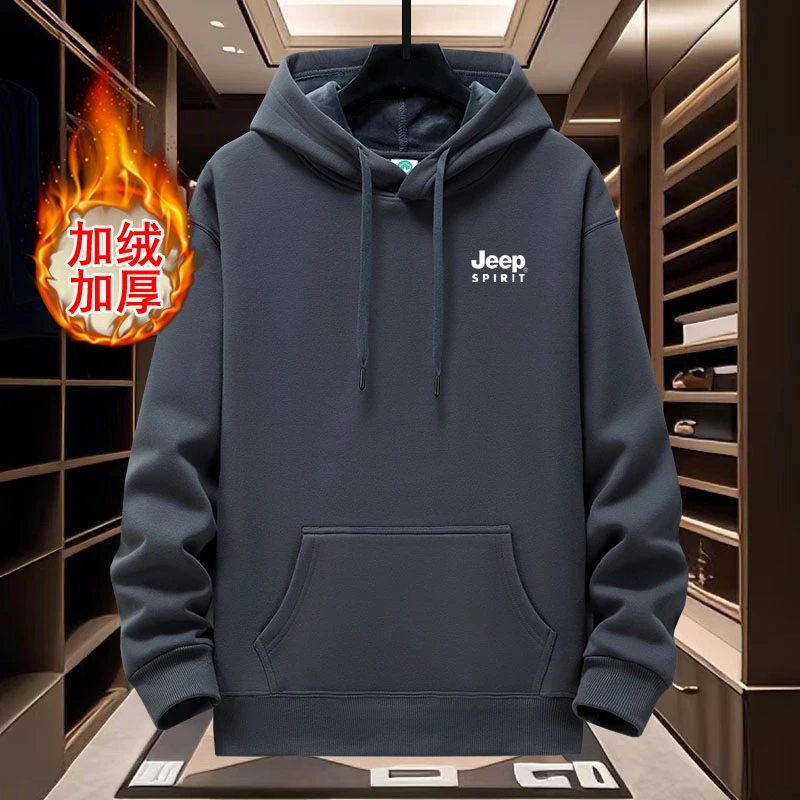 JEEP吉普2025春秋新款连帽卫衣百搭宽松潮流圆领上衣套头休闲打底