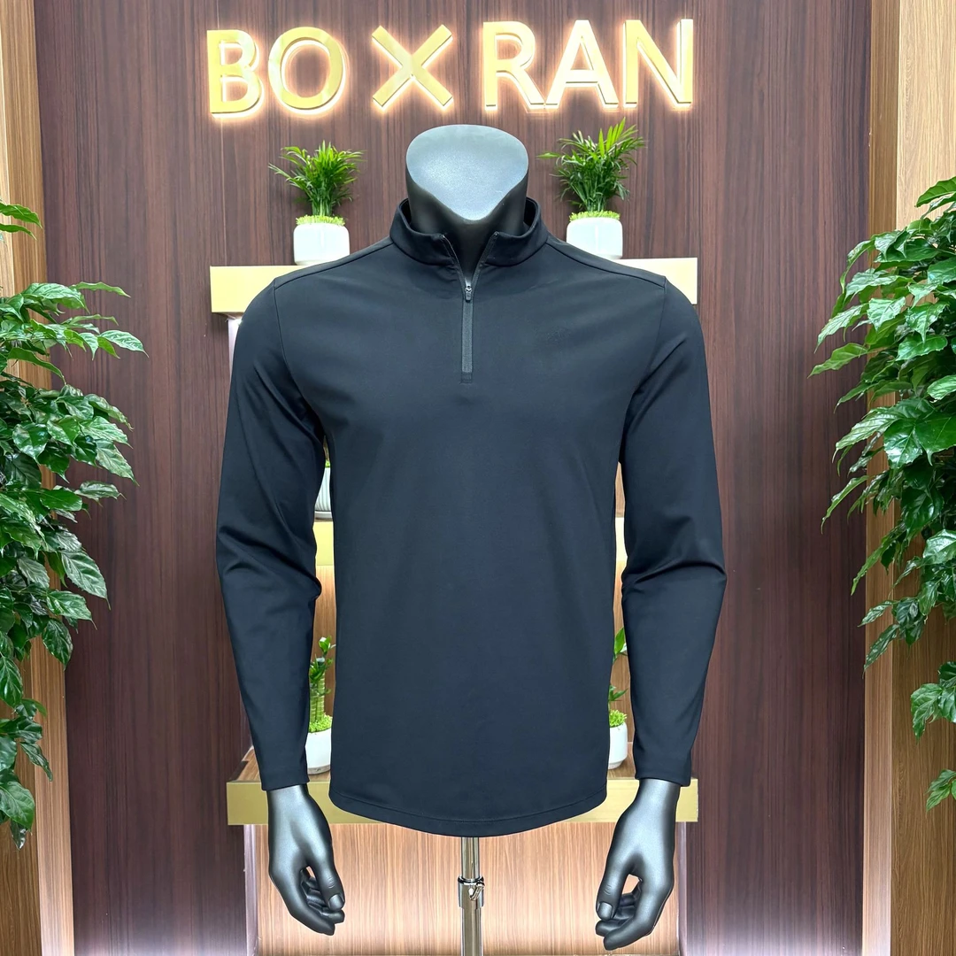 秋季半拉链男士休闲加绒修身卫衣弹力卫衣秋冬立领