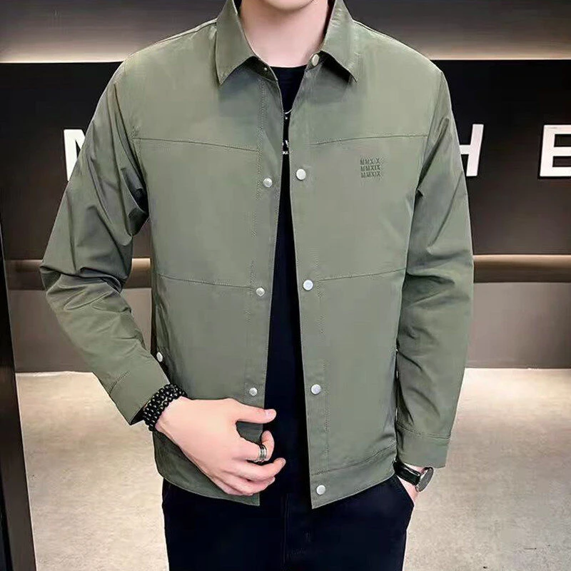 春季新款休闲夹克翻领百搭工装潮流帅气外套潮牌行政机车短款上衣