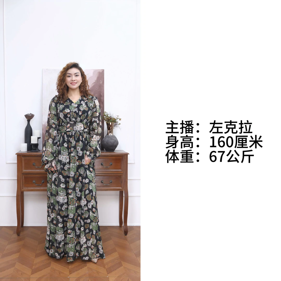 2025年夏季新款时尚显瘦碎花连衣裙大码休闲印花女士(43)