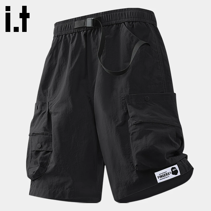 it FINGERCROXX户外短裤男夏季松紧抽绳裤子男款大口袋工装五分裤