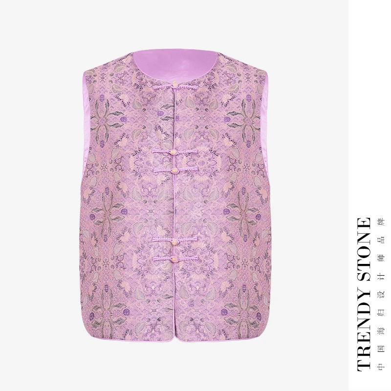 潮石紫韵芳华真丝宋锦马甲T71159720