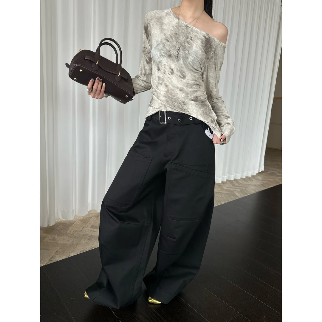 MANZANILLA设计师品牌25春夏新品宽松廓形腰带长裤SOLSOL万能穿搭