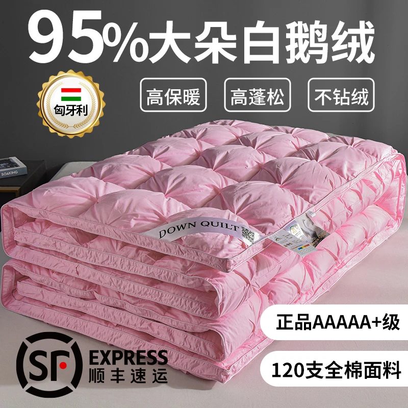 水星高端家纺匈牙利正品羽绒被95白鹅绒冬被五星级酒店加厚保暖双