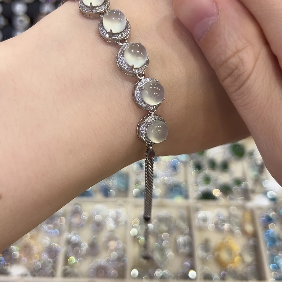 蛇纹石玉银S925镶嵌饰品子**妤