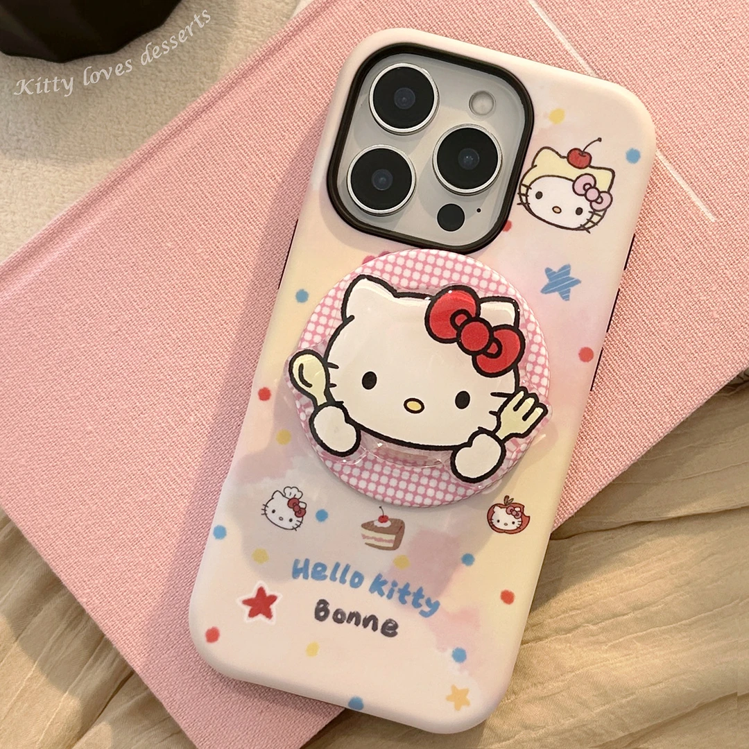 兰知春序少女粉猫咪磁吸支架适用苹果17手机壳iPhone16promax菲林