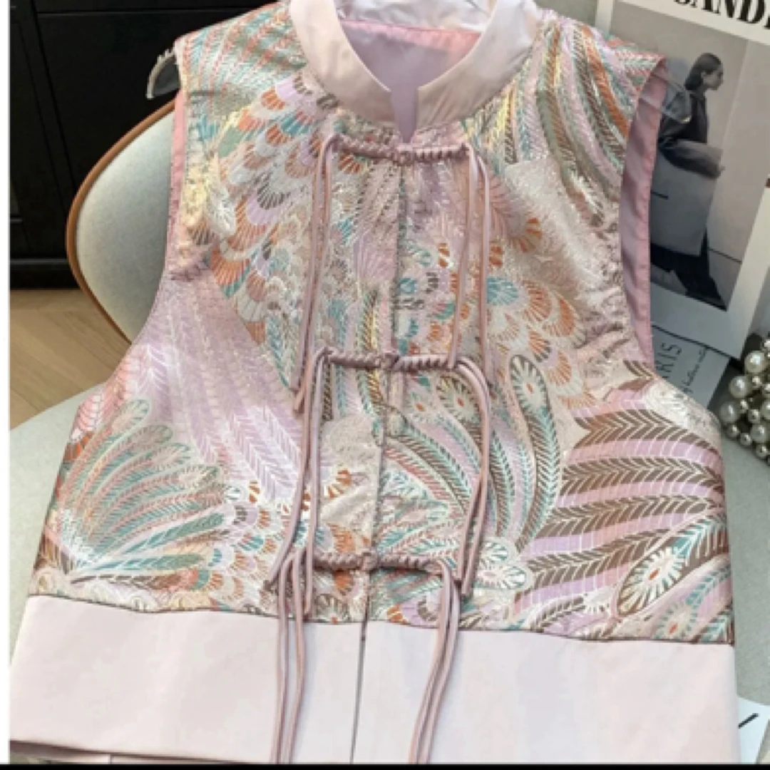 沐之衣【凤尾】透气春季夏季亮片提花马甲