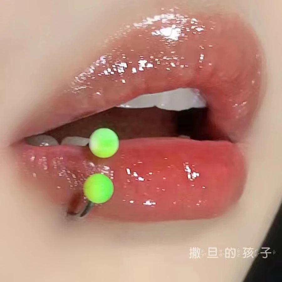 钛钢亚克力耳饰 撒旦绯闻女孩唇环外螺旋马蹄环辣妹1.2粗亚克力