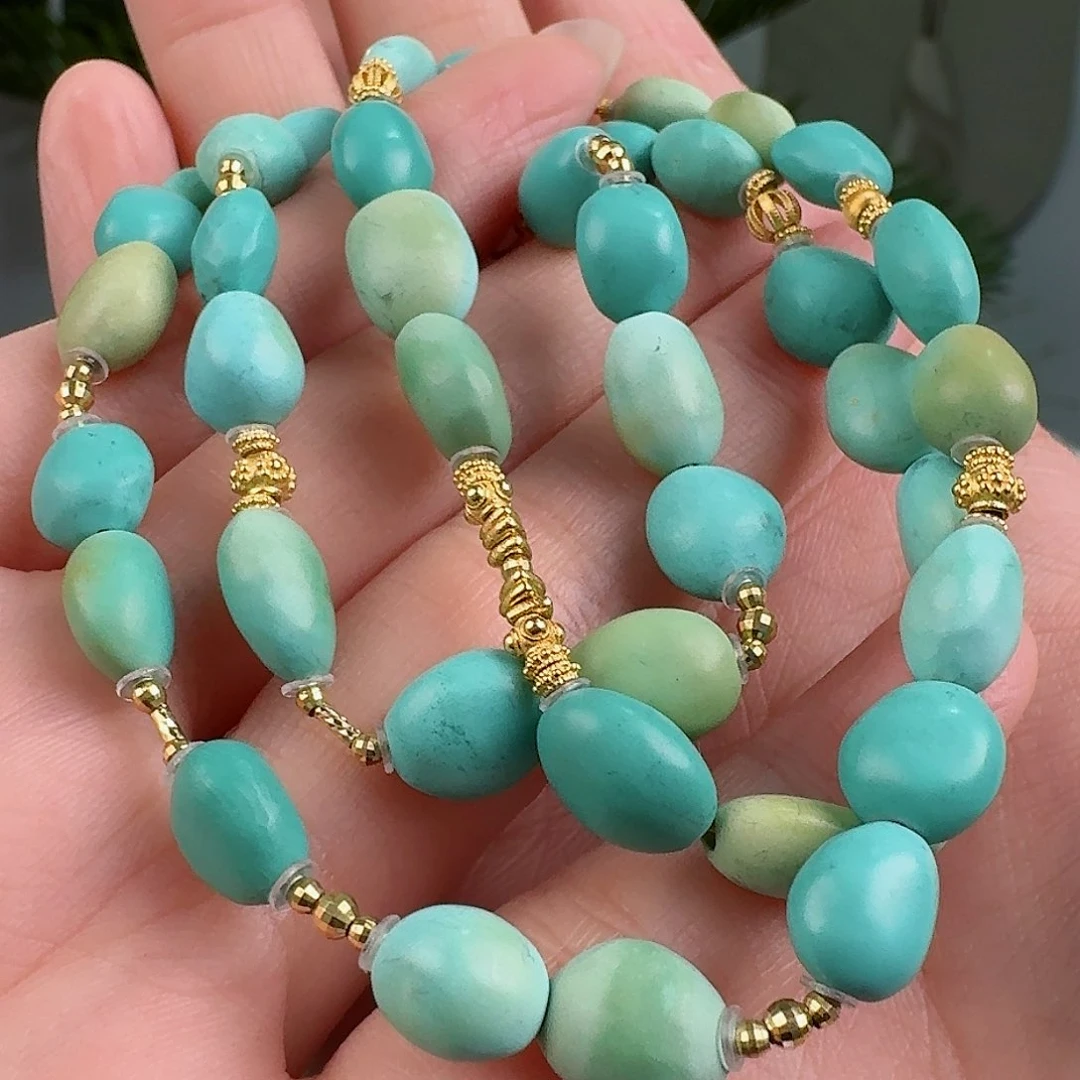 绿松石珠宝奇石18K金镶嵌