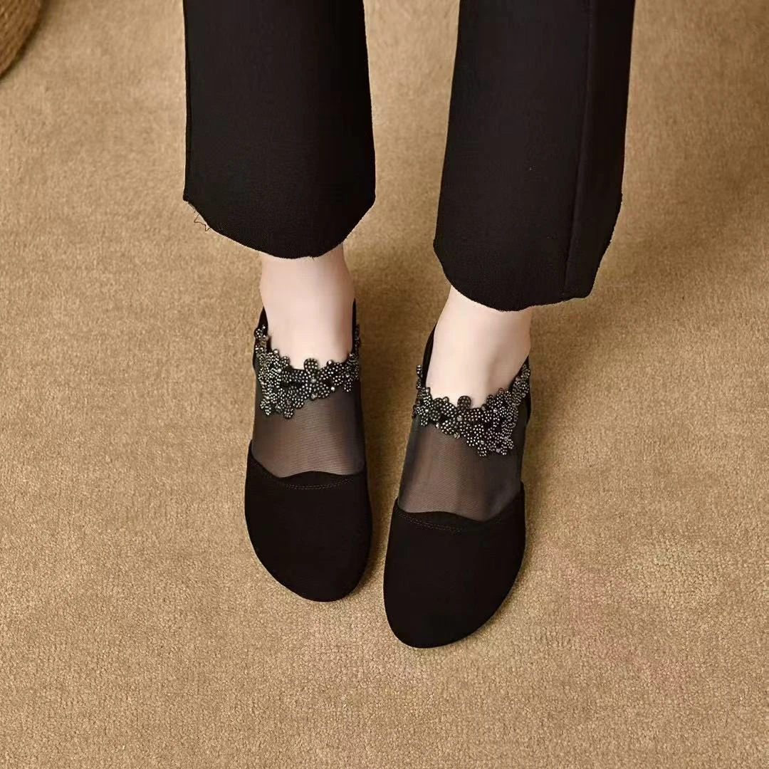 真皮网纱单鞋镂空透气1335