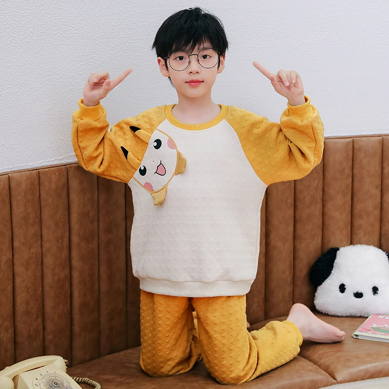 儿童睡衣男孩秋冬空气棉加厚2025新款大童纯棉保暖春秋男童青少年